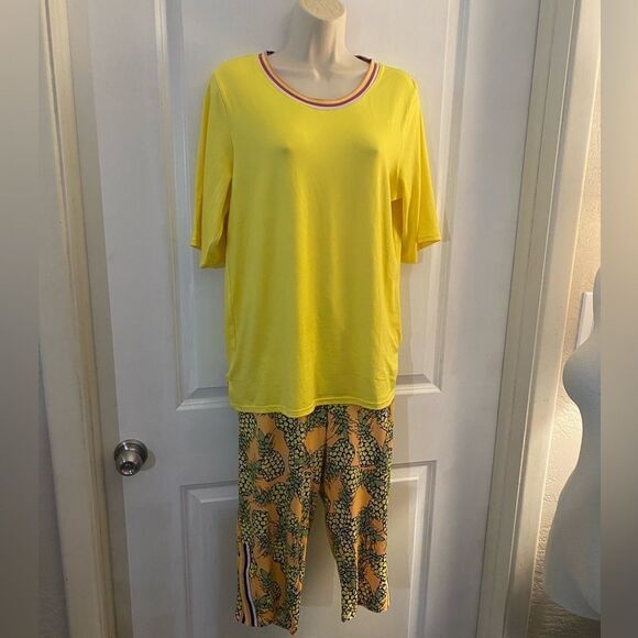 Ew Cuddl Duds Pineapple Lounge Set Sz Med - Picture 4 of 8